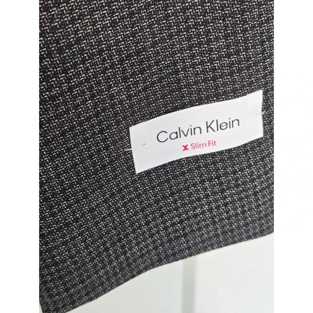 Calvin Klein X Slim Fit Grey Micro Houndstooth Wool Blend Blazer Jacket 46R NEW